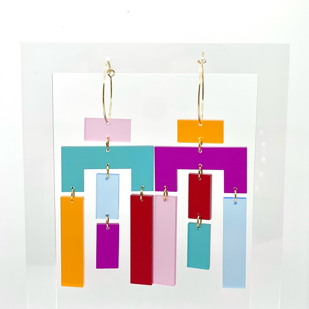 NEW FUNKY FUN COLORFUL EARRINGS HANDMADE ♥️ ACRYLIC LASER STATEMENT